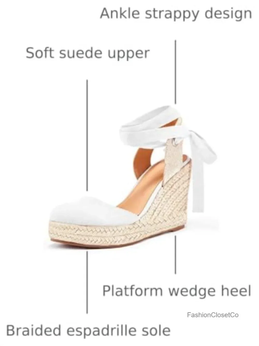 Womens Espadrilles Wedge Sandals Platform Closed Toe Ankle Strap Lace Up